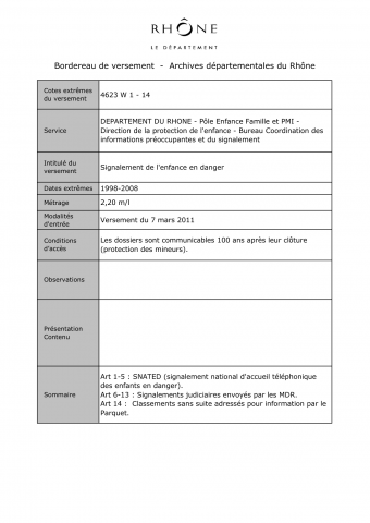 Protection de l'enfance, signalement de l'enfance en danger.