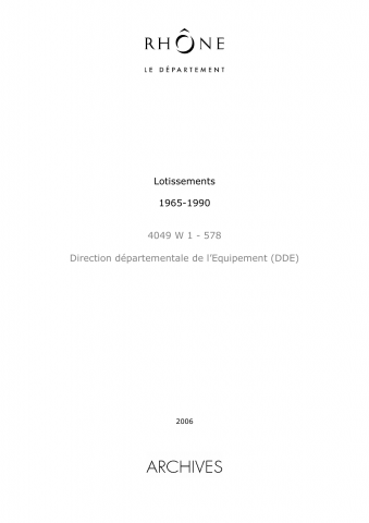 4049W - Direction départementale de l'équipement (DDE) - Lotissements