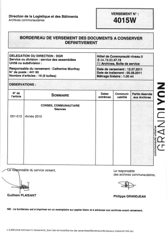 Conseil communautaire, préparation et tenue des séances.
