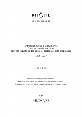 108J - Entreprise Jurine (machines pour les industries des papiers, cartons et arts graphiques, Villeurbanne)
