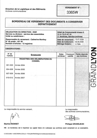 Conseil communautaire : registres des délibérations.