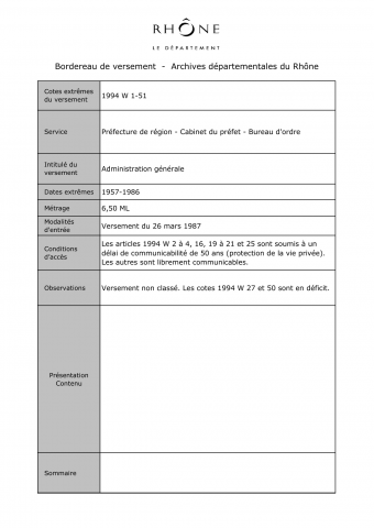 Administration générale de la région.