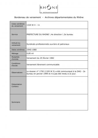 Syndicats professionnels ouvriers et patronaux.