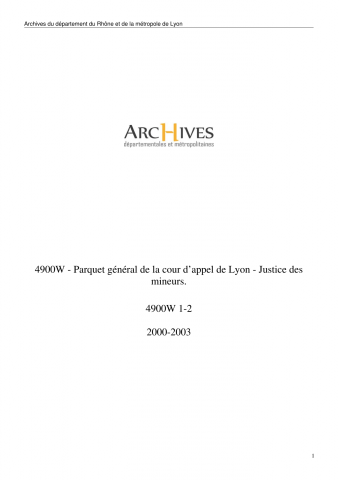 4900W - Cour d'appel de Lyon - Justice des mineurs
