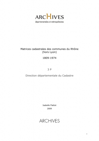 3P - Cadastre napoléonien : états de sections et matrices
