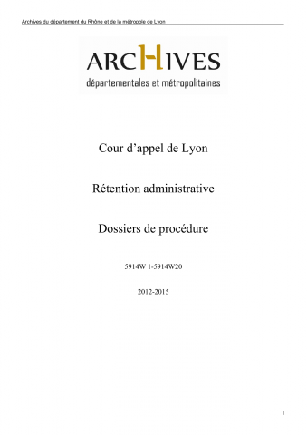 5914W - Cour d'appel de Lyon - Rétention administrative