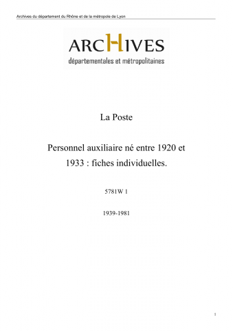 Personnel auxiliaire né entre 1920 et 1933 : fiches individuelles.
