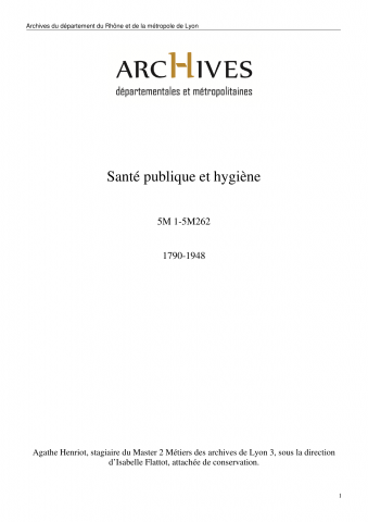 Rapports annuels des services d'hygiène du Rhône