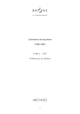 Commerce et tourisme.