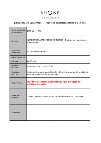 Personnel enseignant.