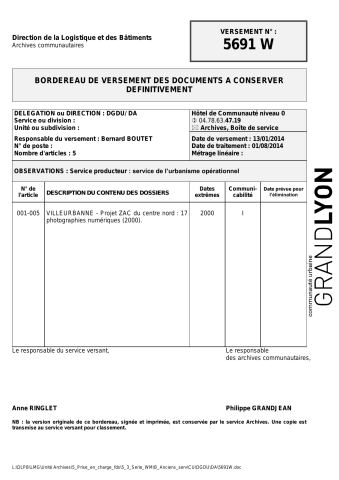 Projet ZAC du centre nord (rue Pressenssé) à Villeurbanne.