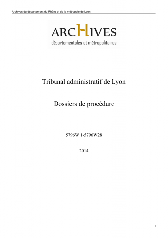 5796W - Tribunal administratif de Lyon - Dossiers de procédure