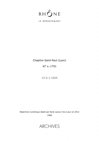 Chapitre Saint-Paul de Lyon.