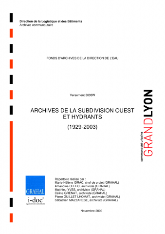 Direction de l'eau, travaux de la subdivision Ouest et hydrants.