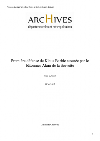 268J - Première défense de Klaus Barbie assurée par le bâtonnier Alain de la Servette