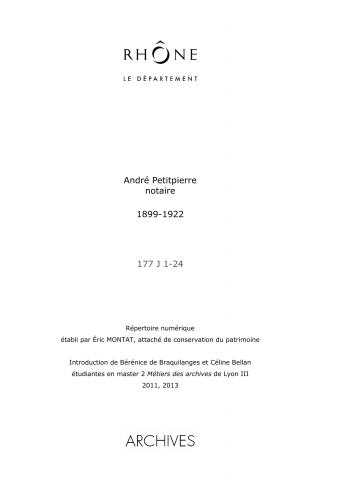 177J - Archives d'André Petitpierre, notaire