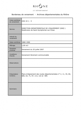 Voirie départementale.