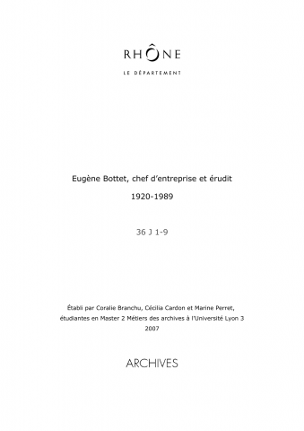 Archives d'Eugène Bottet, chef d'entreprise et érudit.