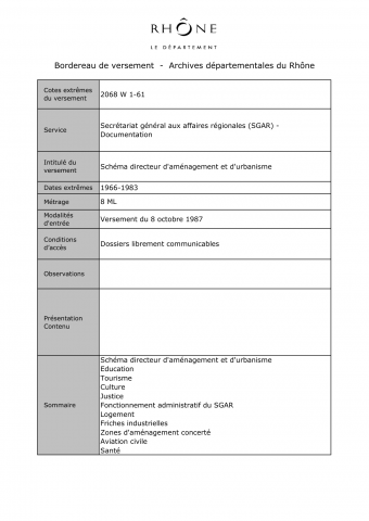 Administration générale de la région.