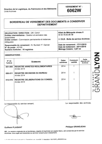 Conseil communautaire : délibérations. Bureau : décisions. Décisions du Président.