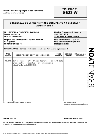 ZAC Denfert-Rochereau à Lyon 4ème.