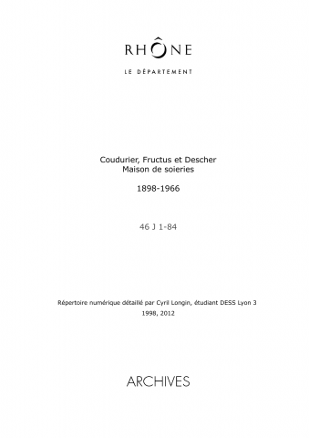 Société Coudurier, Fructus et Descher, soieries (Lyon).