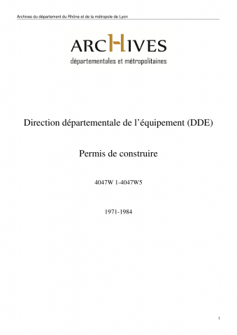 4047W - Direction départementale de l'équipement (DDE) - Permis de construire