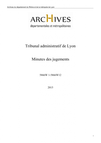 5866W - Tribunal administratif de Lyon - Minutes des jugements