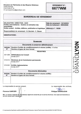 Conseil métropolitain : délibérations. Commission permanente : décisions. Décision du Président : arrêtés.