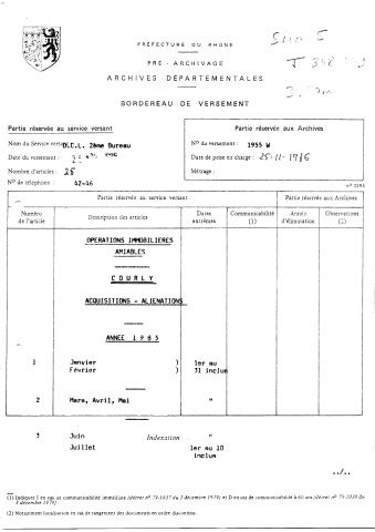 Opérations immobilières amiables.