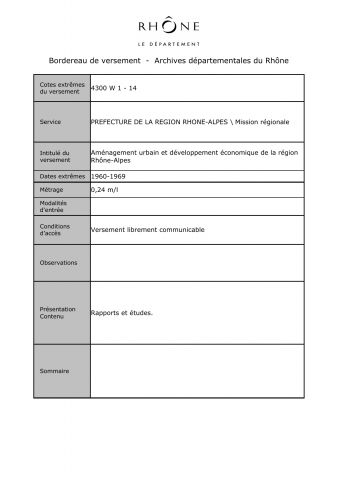 Aménagement urbain et développement économique de la région Rhône-Alpes.