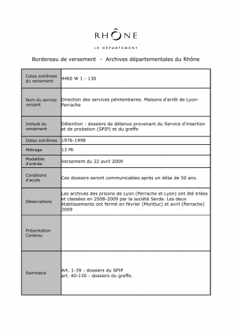 Maison d'arrêt de Lyon Perrache.