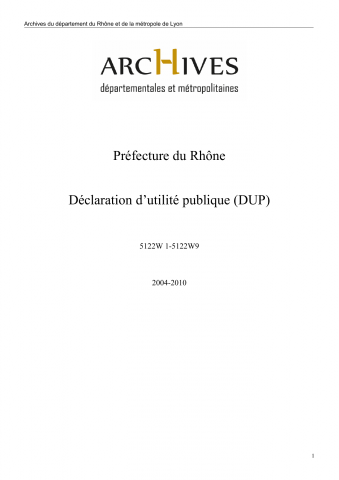 Procédure d'enquête, DUP du 15 octobre 2009.