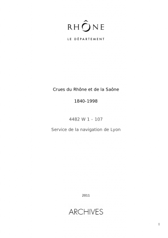 4482W - Service de la navigation de Lyon - Annonces de crues du Rhône et de la Saône