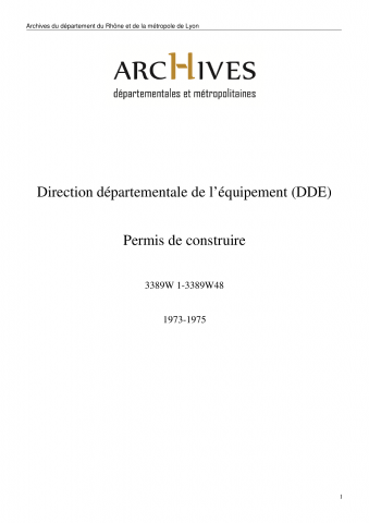 3389W - Direction départementale de l'équipement (DDE) - Permis de construire