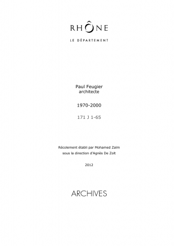 171J - Archives de Paul Feugier, architecte