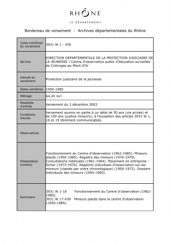 Protection judiciaire de la jeunesse.