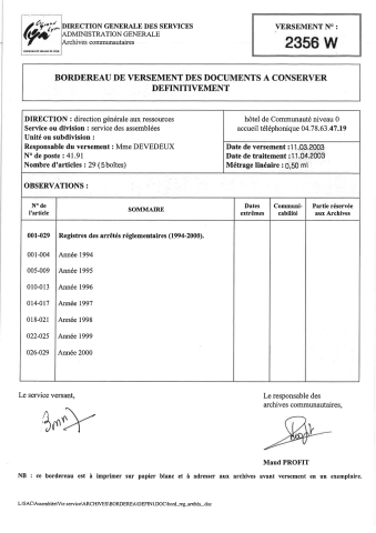 Décisions du président du 11 janvier 1994 au 29 décembre 2000.