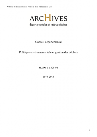 5529W - Département du Rhône - Politique environnementale et gestion des déchets