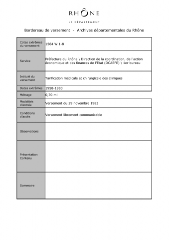Tarification médicale et chirurgicale des cliniques.