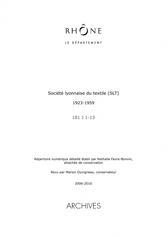 Société lyonnaise de textiles (SLT) (Lyon).