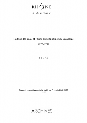 Maîtrise des Eaux et Forêts.