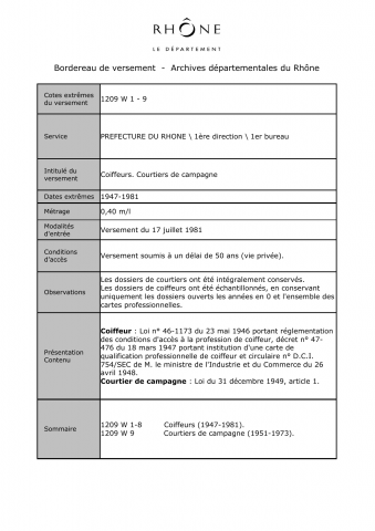 Coiffeurs. Courtiers de campagne.