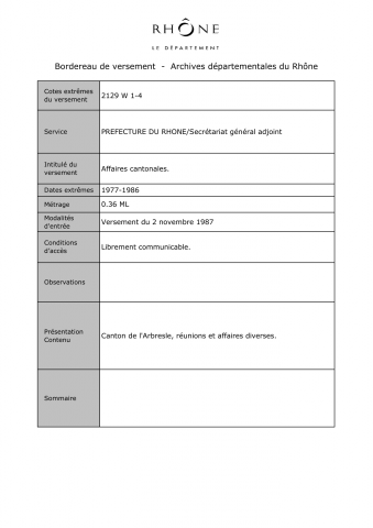 Affaires cantonales.