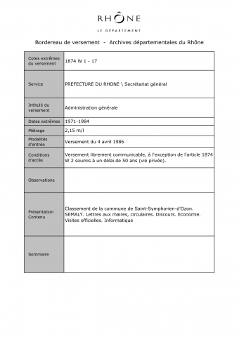 Administration générale.