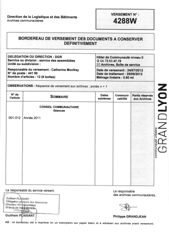 Conseil communautaire, préparation et tenue des séances.
