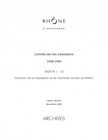 3828W - Direction de la population et de l'entraide sociale du Rhône - Protection sociale et santé