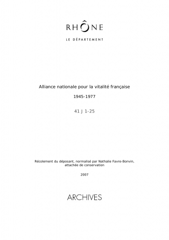Délégation régionale Rhône-Alpes de l'Alliance nationale pour la Vitalité française.