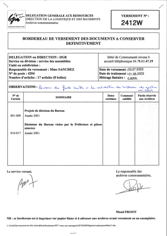 Bureau, préparation et tenue des réunions.