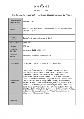 Zones d'aménagement concerté (ZAC).